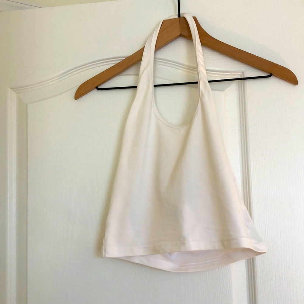 ARITZIA TNA MEDIUM WHITE HALTER TOP NEW CONDITION